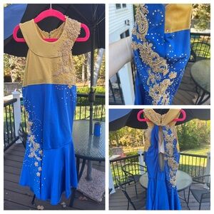 Blue and Gold Figure Skating Dress